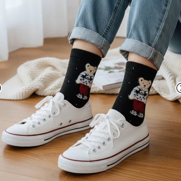 Women's Bear Pattern Casual Socks Multi-Color Set of 5 Wrapables Sweater Winter - Picture 3 of 9